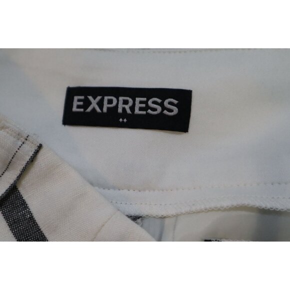 Express Women's Striped Linen-Blend Shorts‎ Size 6 White & Gray - Picture 5 of 11